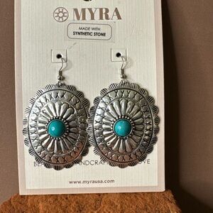 NWT Myra Bag Silver and Turquoise "Radiant Concho" Earrings